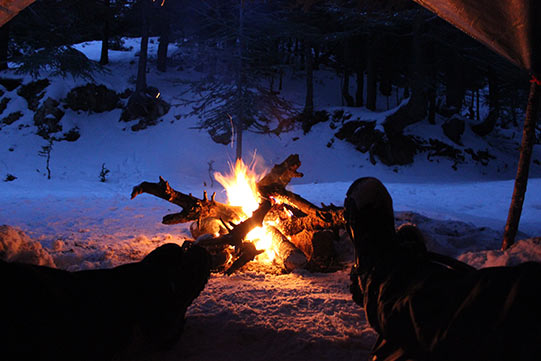 Another campfire during winter.